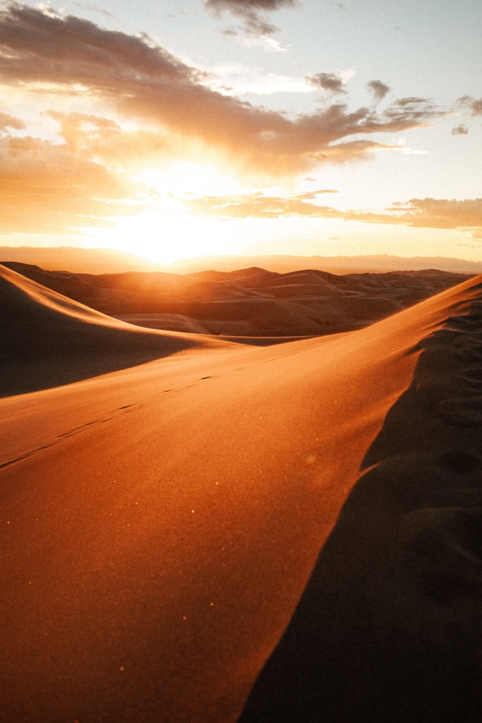 Golden sunset at Great Sand Dunes