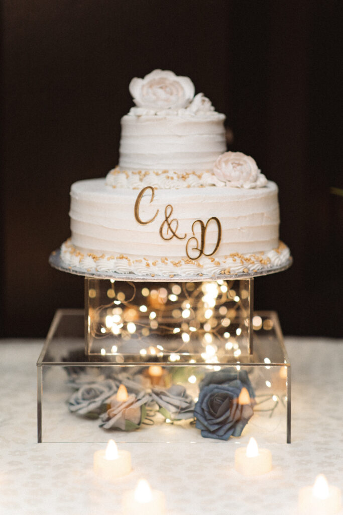 Detail photos of their intimate wedding at Chart House in Weehawken, NJ of their cake