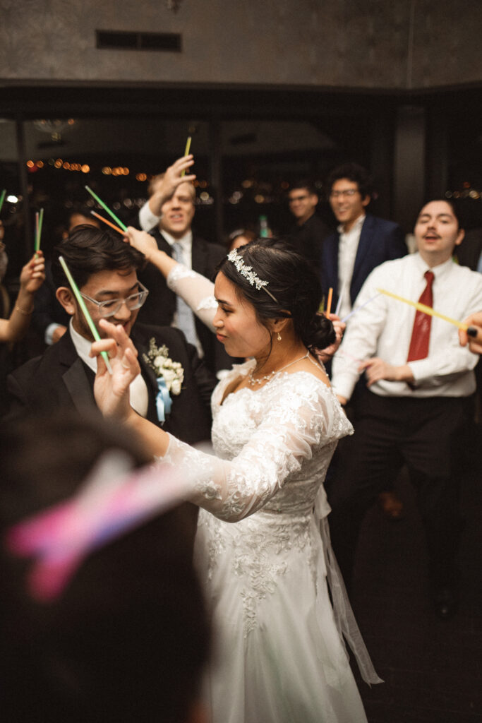 Bride and groom dancing with their guests. NJ Micro Wedding Photographer for non-traditional weddings.
