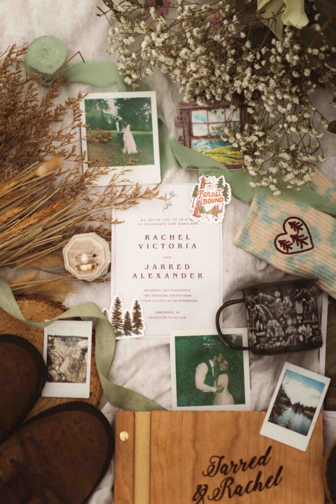 Adventure elopement at Thompson Park in nature and flat lay details