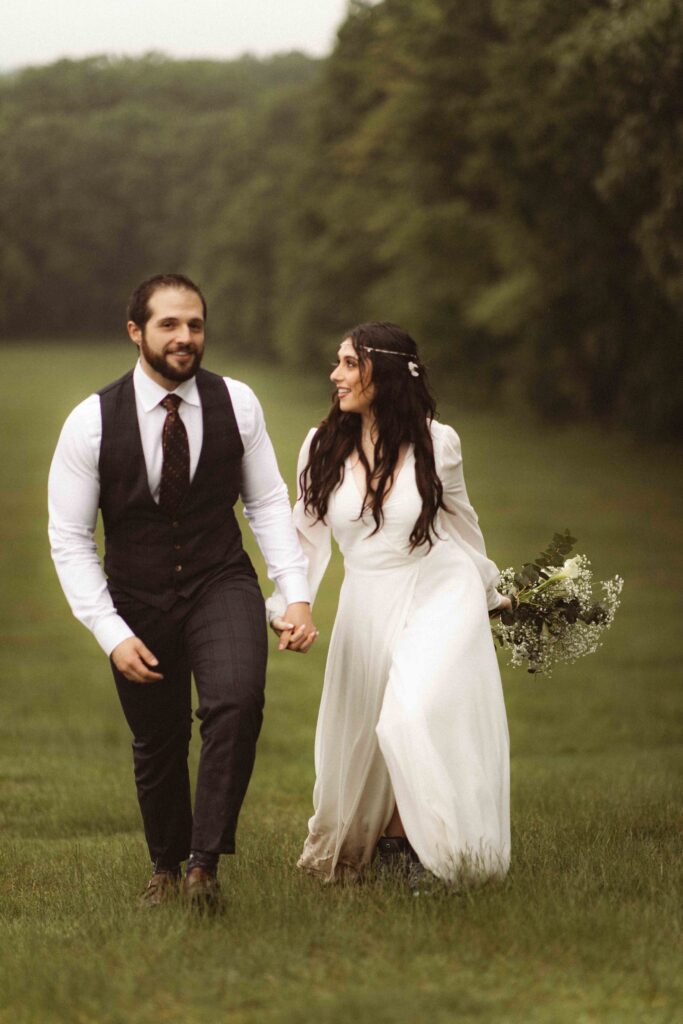 Adventure elopement at Thompson Park in nature and walking up the hill