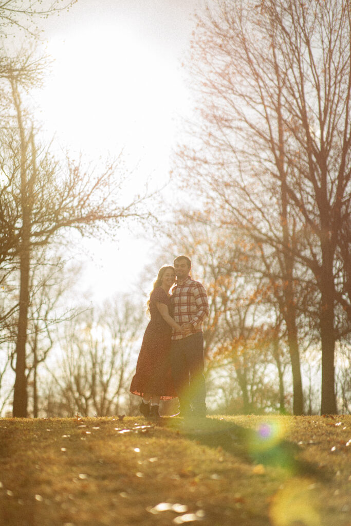 Vintage Autumn Engagement Session at Thompson Park, NJ at golden hour