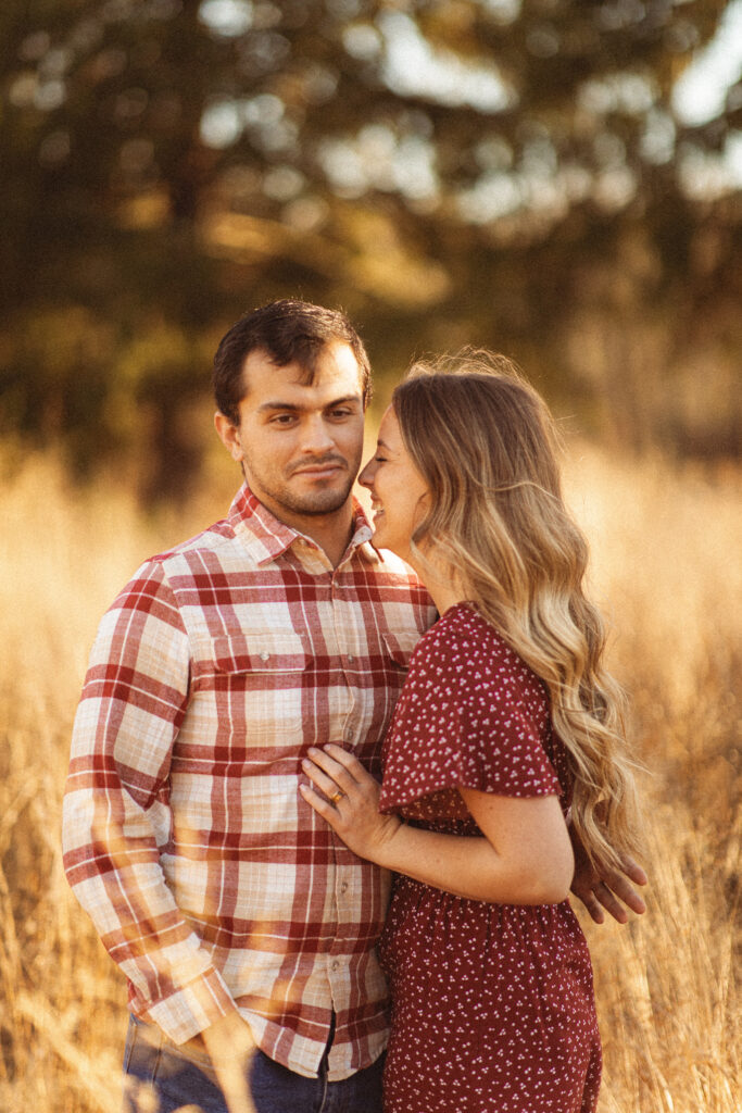 Vintage Autumn Engagement Session at Thompson Park, NJ in tall yellow grass